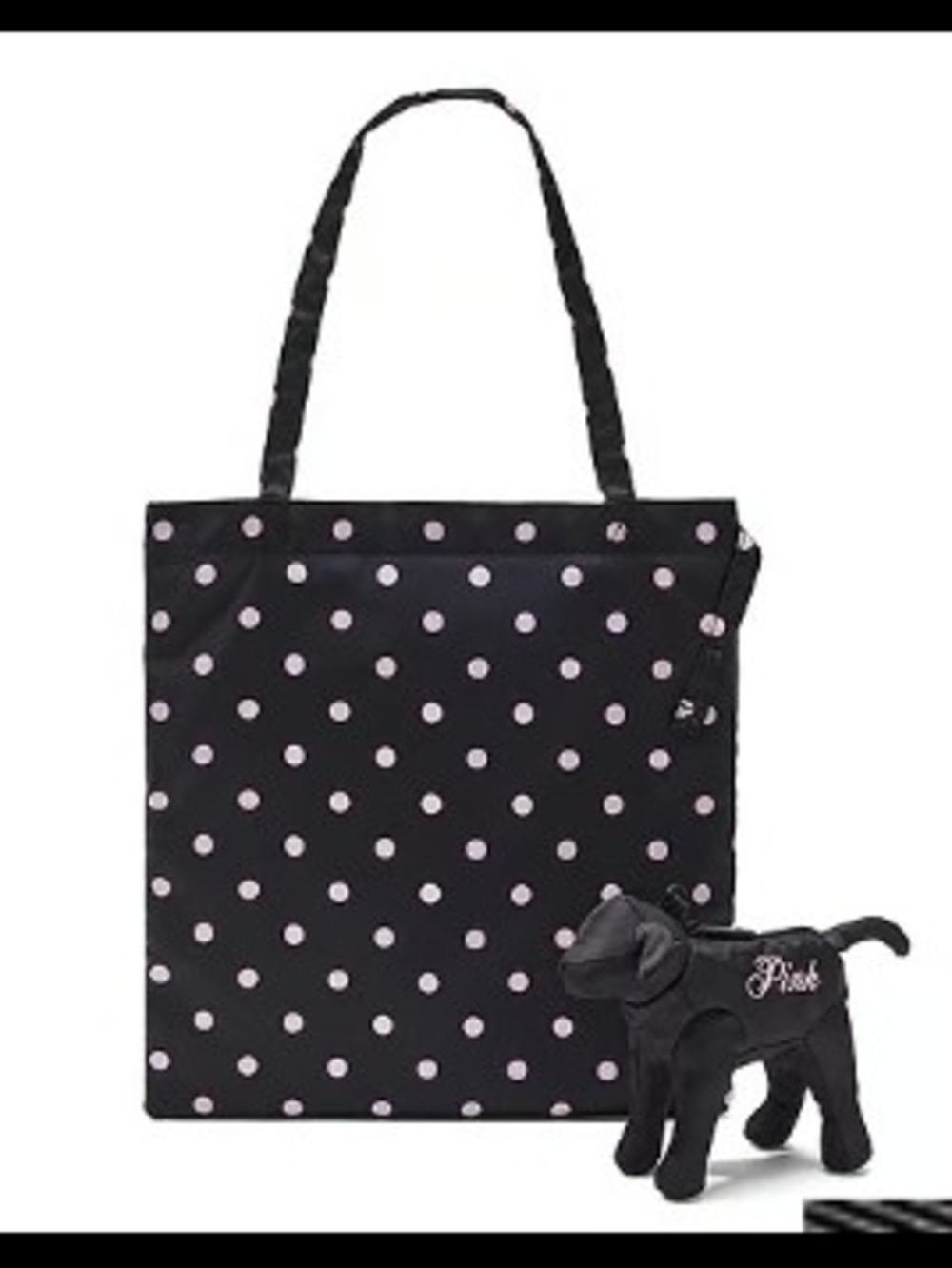 Pink Packable Tote Bag Black & White